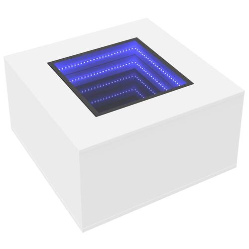 Sofabord med LED-lys 60x60x40 cm konstrueret træ hvid