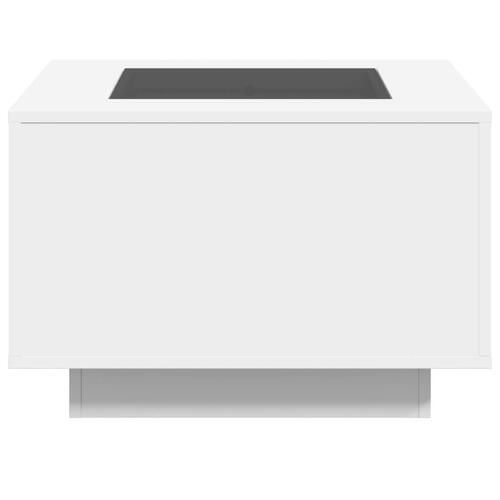 Sofabord med LED-lys 60x60x40 cm konstrueret træ hvid