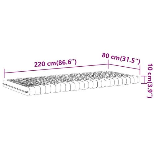 Skummadras 80x220 cm 7 zoner hårdhed 20 ILD hvid