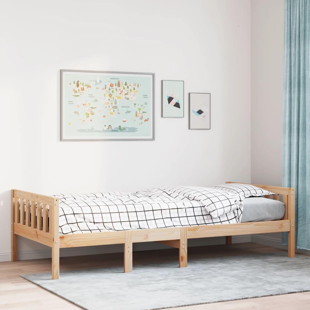 Juniorseng uden madras 75x190 cm massivt fyrretræ billede