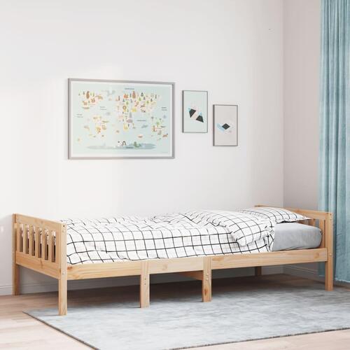 Juniorseng uden madras 90x200 cm massivt fyrretræ