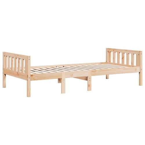 Juniorseng uden madras 90x200 cm massivt fyrretræ