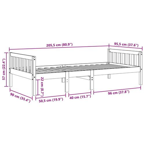 Juniorseng uden madras 90x200 cm massivt fyrretræ
