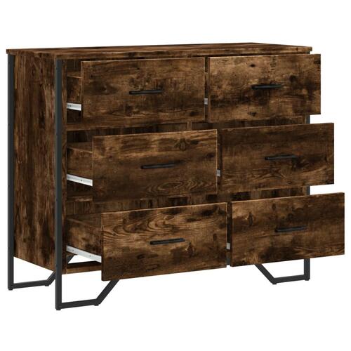 Kommode 91x35,5x74,5 cm konstrueret træ røget egetræsfarve