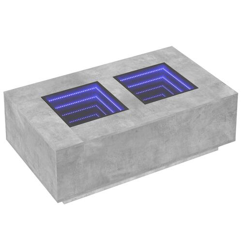 Sofabord med Infinity LED-lys 116x69x40 cm betongrå