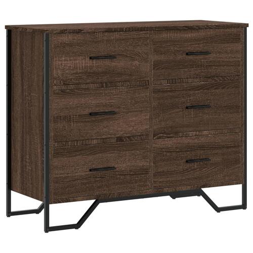 Kommode 91x35,5x74,5 cm konstrueret træ brun egetræsfarve