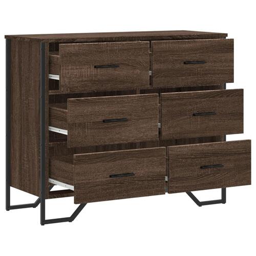 Kommode 91x35,5x74,5 cm konstrueret træ brun egetræsfarve