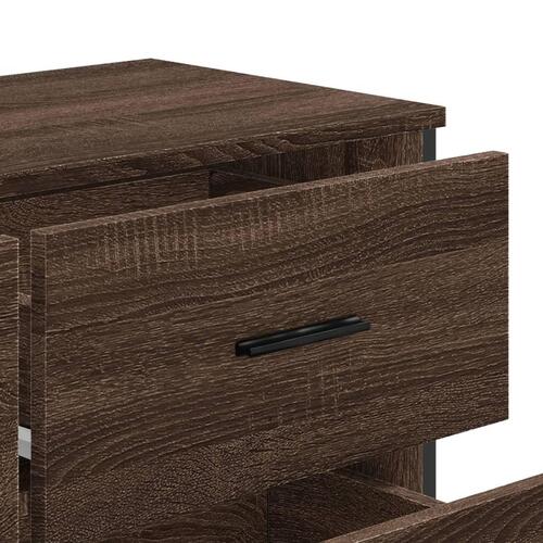 Kommode 91x35,5x74,5 cm konstrueret træ brun egetræsfarve