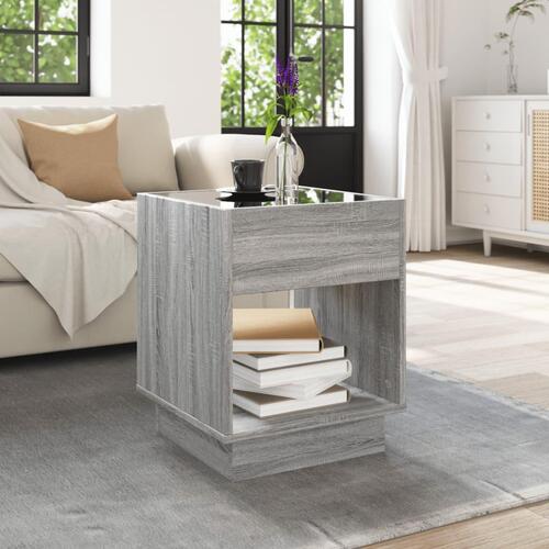 Sofabord med Infinity LED-lys 40x40x50 cm grå sonoma-eg