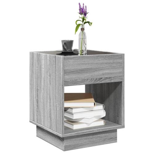 Sofabord med Infinity LED-lys 40x40x50 cm grå sonoma-eg