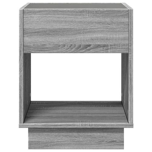 Sofabord med Infinity LED-lys 40x40x50 cm grå sonoma-eg
