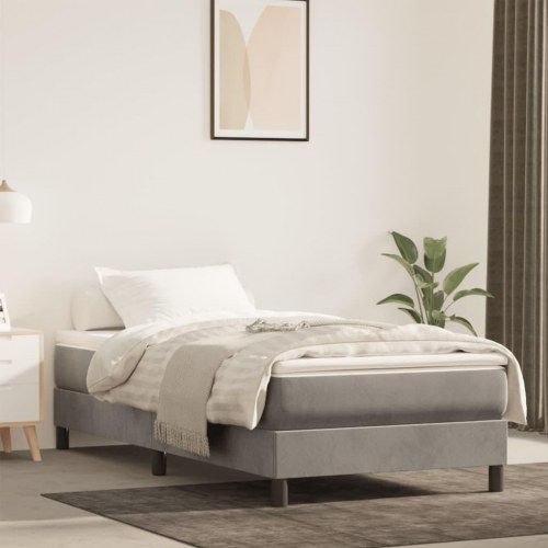 Springmadras med pocketfjedre - medium 90×220×20 cm, fløjl lysegrå