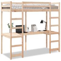 Højseng uden madras 75x190 cm massivt fyrretræ