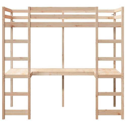 Højseng uden madras 75x190 cm massivt fyrretræ