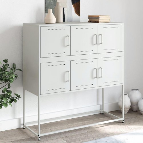 Skænk i stål med 6 låger - hvid, 100,5 x 39 x 107 cm
