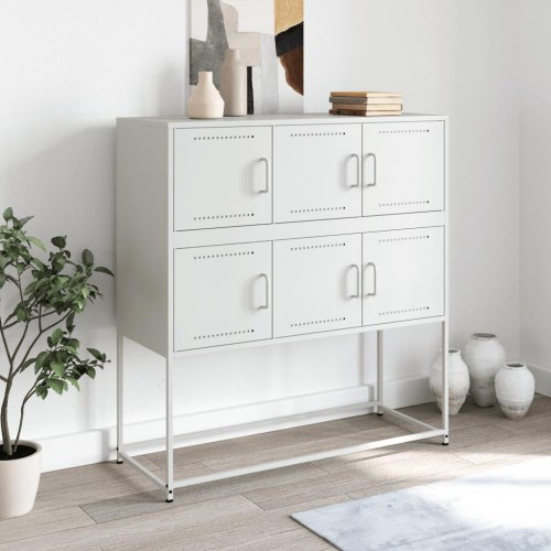Skænk i stål med 6 låger - hvid, 100,5 x 39 x 107 cm