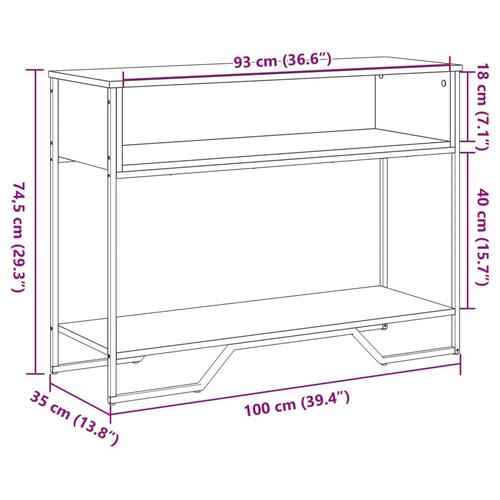 Konsolbord 100x35x74,5 cm konstrueret træ sonoma-eg