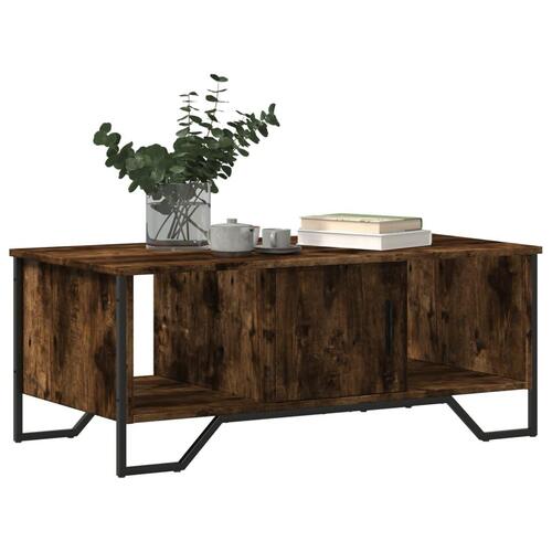 Sofabord 100x51x40 cm konstrueret træ røget egetræsfarve
