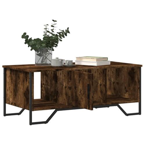 Sofabord 100x51x40 cm konstrueret træ røget egetræsfarve