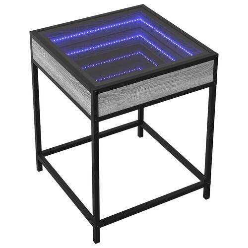 Sofabord med Infinity LED-lys 40x40x51 cm grå sonoma-eg