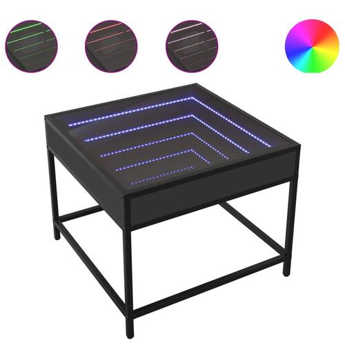 Sofabord med Infinity LED-lys 50x50x41 cm sort