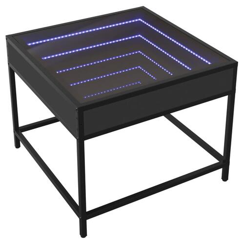 Sofabord med Infinity LED-lys 50x50x41 cm sort