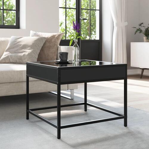 Sofabord med Infinity LED-lys 50x50x41 cm sort