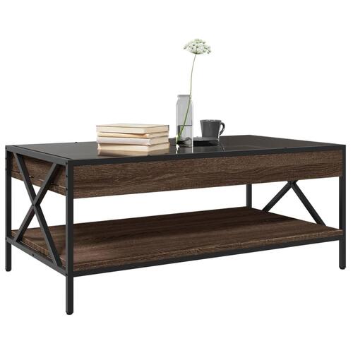 Sofabord med Infinity LED-lys 90x50x38 cm brun egetræsfarve