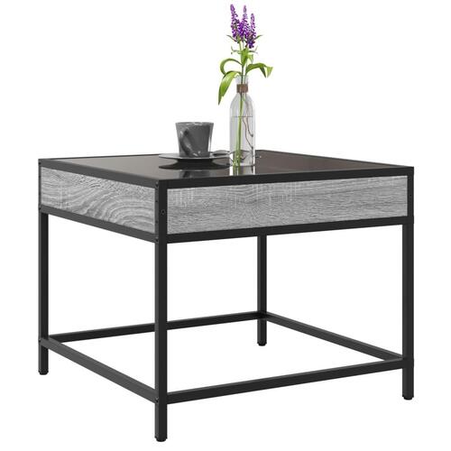 Sofabord med Infinity LED-lys 50x50x41 cm grå sonoma-eg