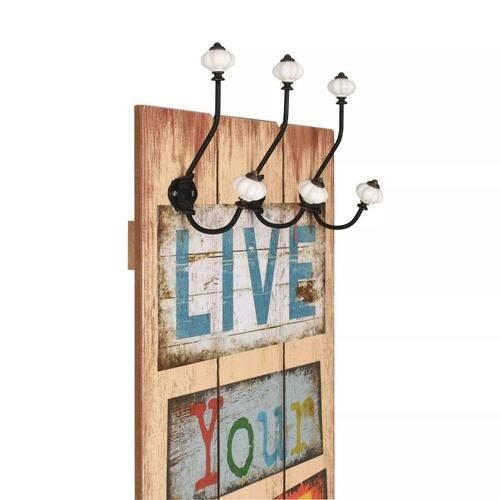 Vægmonteret knagerække med 6 knager LIVE LIFE 120 x 40 cm