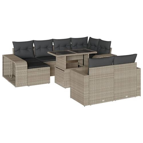 Loungesæt til haven 11 dele med hynder polyrattan grå