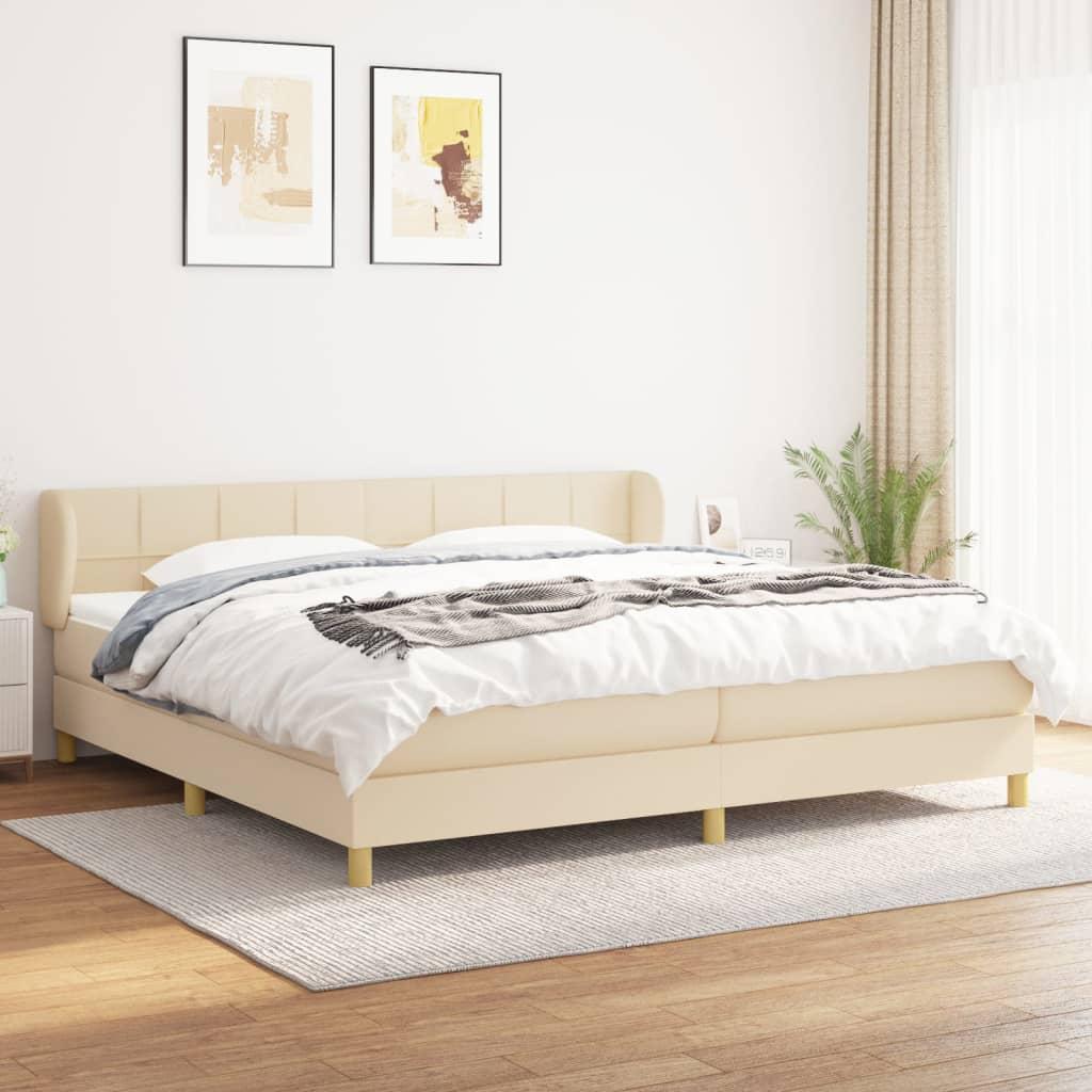 Kontinentalseng med madras 200x200 cm stof cremefarvet billede