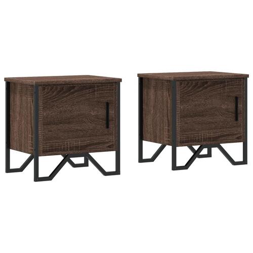 Sengeborde 2 stk. 40x30x40 cm konstrueret træ brun egetræsfarve