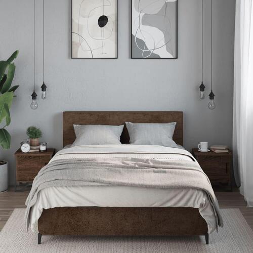 Sengeborde 2 stk. 40x30x40 cm konstrueret træ brun egetræsfarve