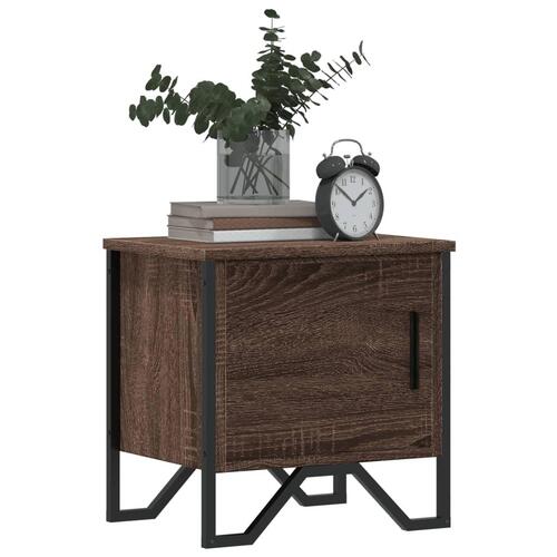 Sengeborde 2 stk. 40x30x40 cm konstrueret træ brun egetræsfarve