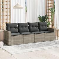 Sofasæt til haven 4 dele med hynder polyrattan lysegrå