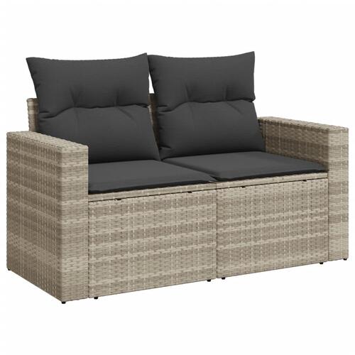 Loungesæt til haven 11 dele med hynder polyrattan grå
