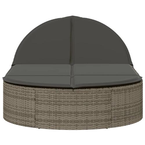 Loungesofa med hynder polyrattan grå