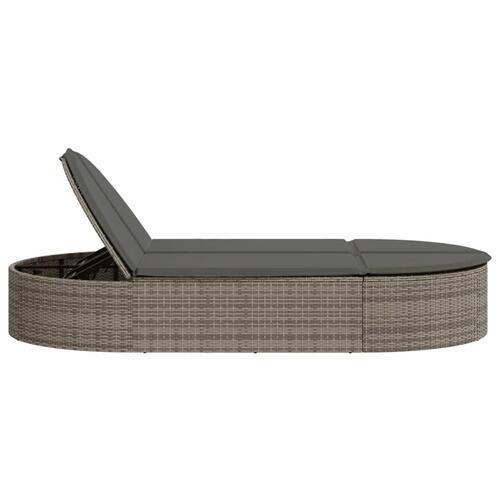 Loungesofa med hynder polyrattan grå