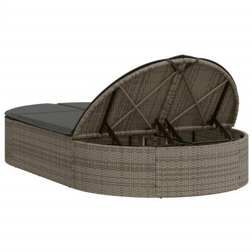 Loungesofa med hynder polyrattan grå