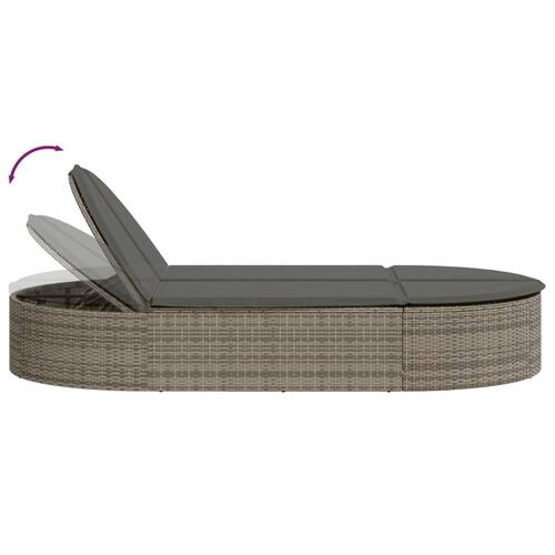 Loungesofa med hynder polyrattan grå