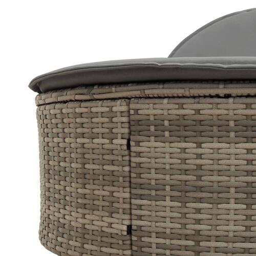 Loungesofa med hynder polyrattan grå