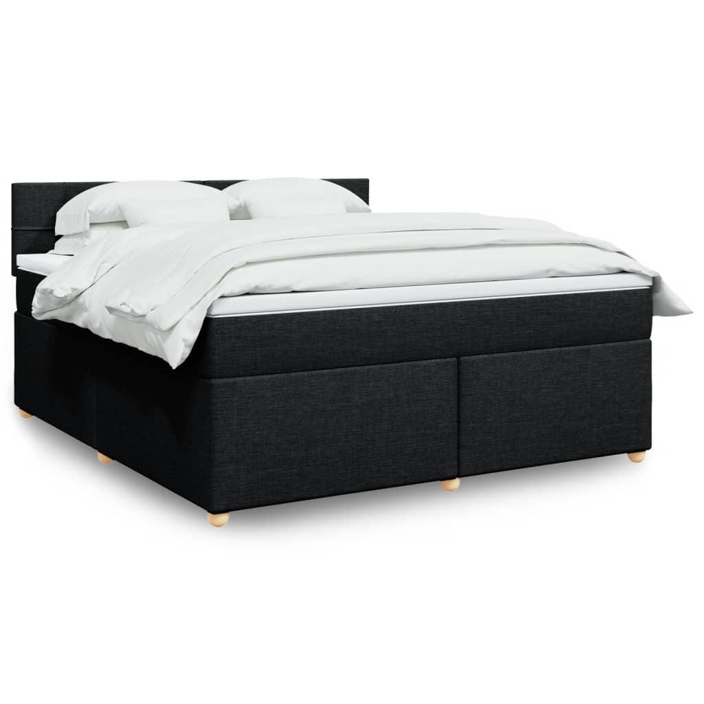 Kontinentalseng med madras og topmadras 180x200 cm stof sort billede