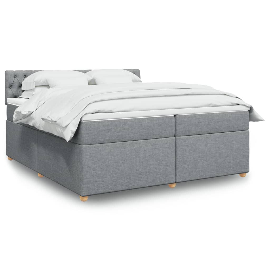 Kontinentalseng med madras og topmadras 200×200 cm - stof, lysegrå billede