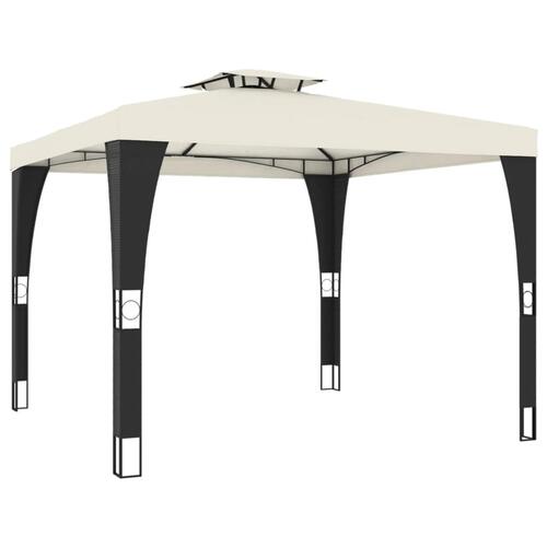 Pavillon med dobbelt tag 2,98x2,98 m stål cremefarvet