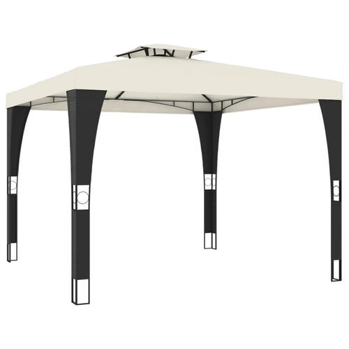 Pavillon med dobbelt tag 2,98x2,98 m stål cremefarvet