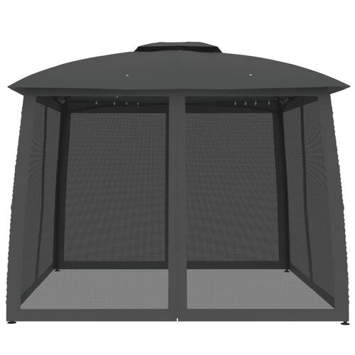 Pavillon 2,93x2,93 m dobbelt tag + meshvægge stål antracitgrå