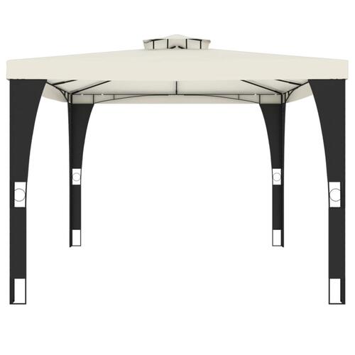 Pavillon med dobbelt tag 3,98x2,98 m stål cremefarvet