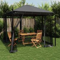 Pavillon 2,93x2,93 m mesh-vægge stål antracitgrå