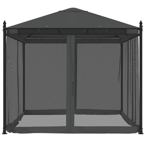 Pavillon 2,93x2,93 m mesh-vægge stål antracitgrå